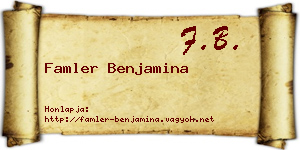 Famler Benjamina névjegykártya